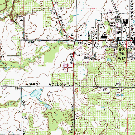 Topographic Map of Eau Claire Junior/Senior High School, MI
