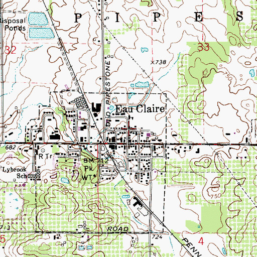 Topographic Map of Grace Lutheran Church, MI