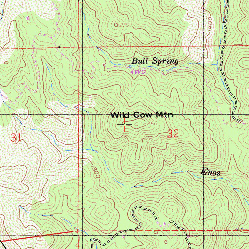 Topographic Map of Wild Cow Mountain, CA