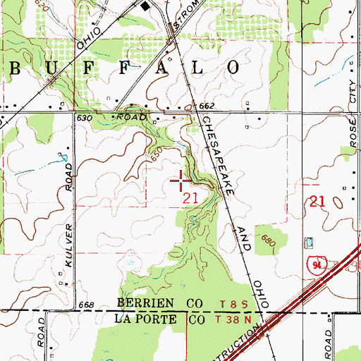Topographic Map of Whittaker Woods Golf Course, MI