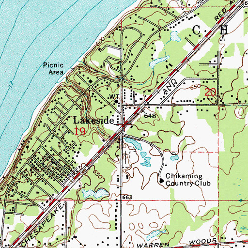 Topographic Map of Lakeside Station, MI