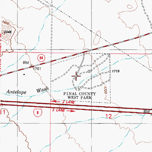 Topographic Map of Pinal County West Park, AZ