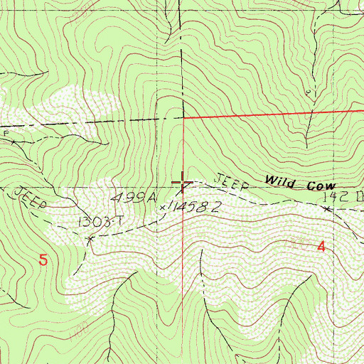 Topographic Map of Wild Cow Mountain, CA