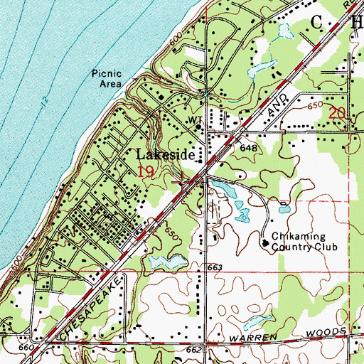 Topographic Map of Lakeside Township Police Department, MI