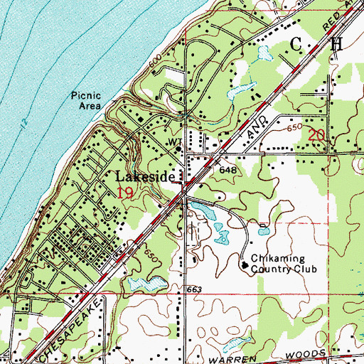 Topographic Map of United Methodist Church of Lakeside, MI