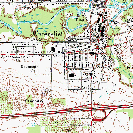 Topographic Map of Word of Life Church, MI
