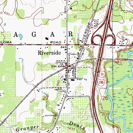 Topographic Map of Riverside Station, MI