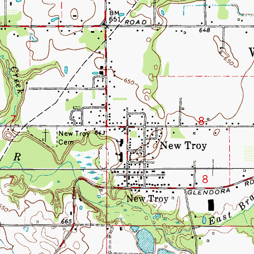 Topographic Map of New Troy Police Department, MI