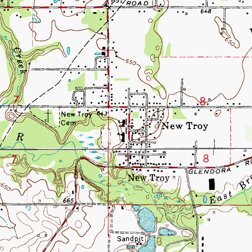 Topographic Map of New Troy Elementary School, MI
