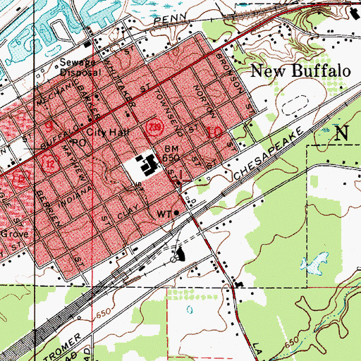 Topographic Map of Bible Baptist Church, MI