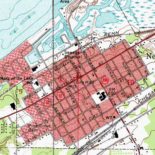 Topographic Map of Saint John United Church of the Cross, MI