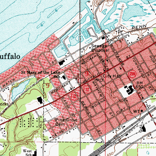Topographic Map of New Buffalo Fire Department, MI