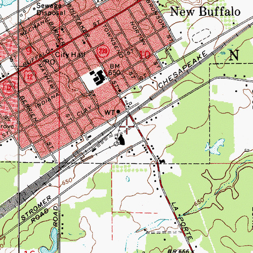Topographic Map of New Buffalo Railroad Museum, MI
