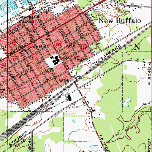 Topographic Map of New Buffalo Station, MI