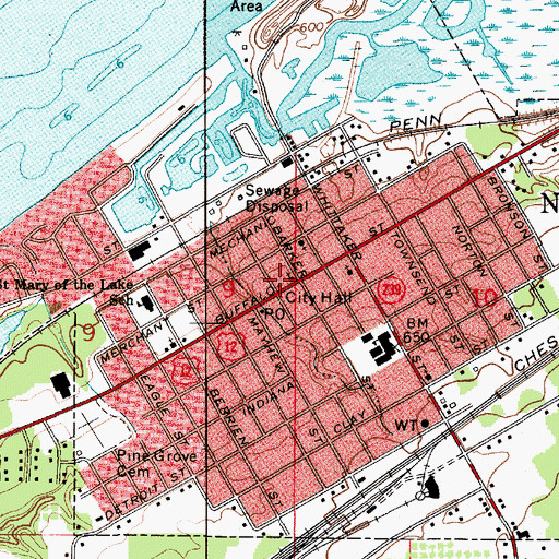Topographic Map of New Buffalo Police Department, MI