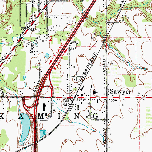 Topographic Map of Sawyer Station, MI