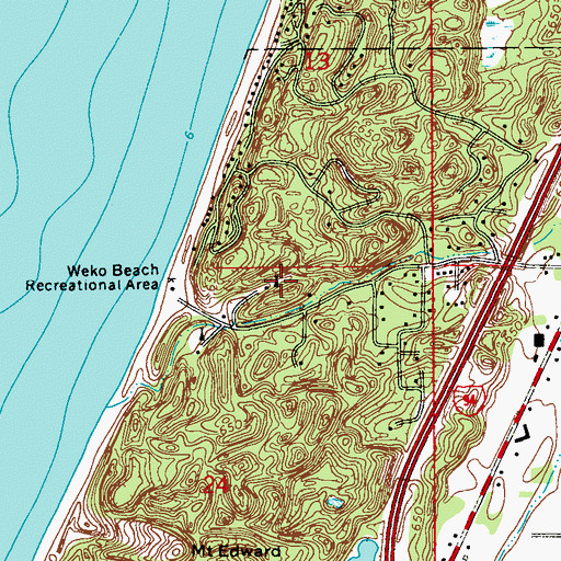 Topographic Map of Weko Beach Campground, MI