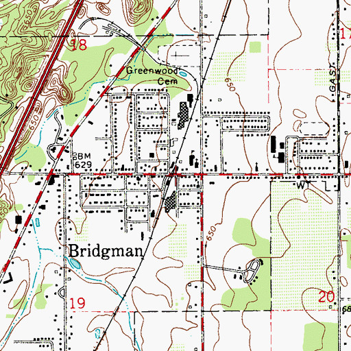 Topographic Map of Bridgman Station, MI