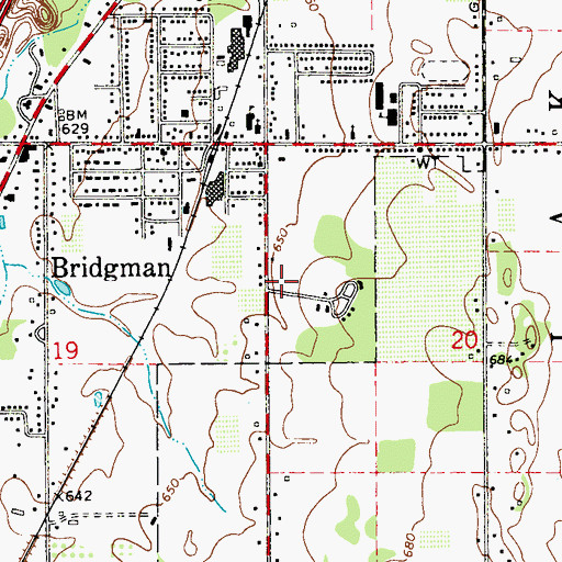 Topographic Map of German District Assembly of God Church, MI