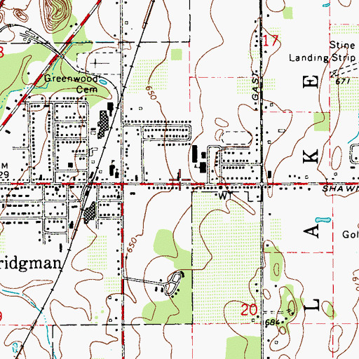 Topographic Map of Our Lady Queen of Peace Catholic Church, MI