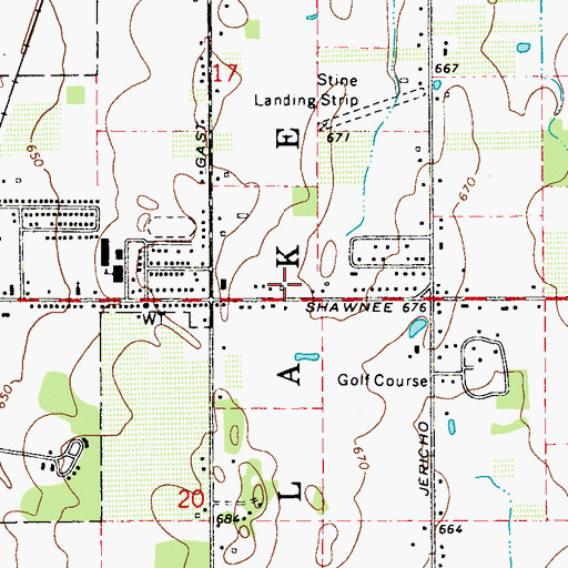 Topographic Map of Woodland Shores Baptist Church, MI