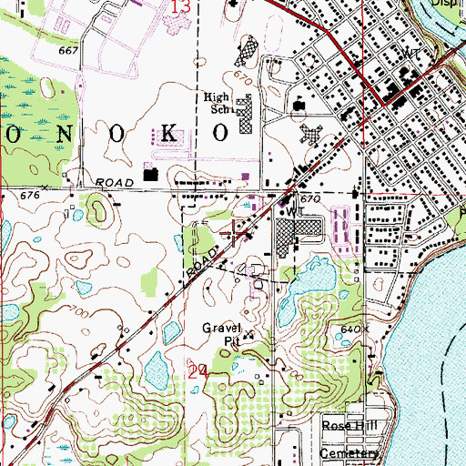 Topographic Map of Oronoko Township Hall, MI