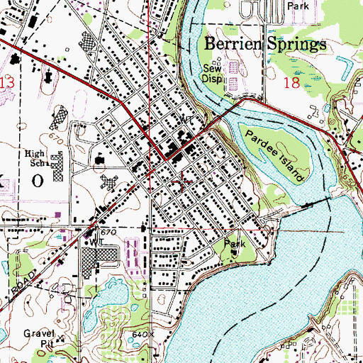 Topographic Map of First Baptist Church, MI