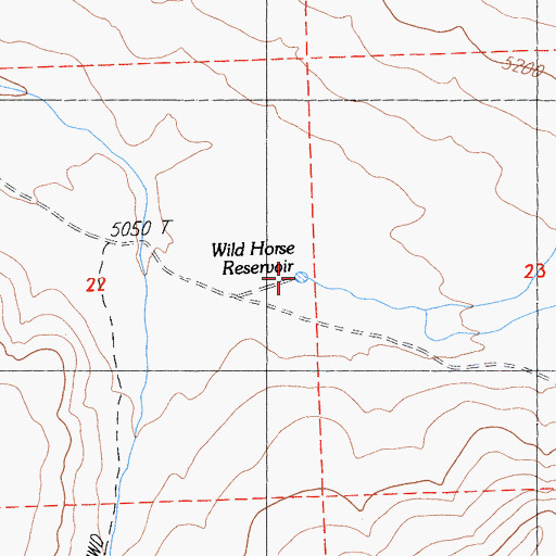 Topographic Map of Wild Horse Reservoir, CA