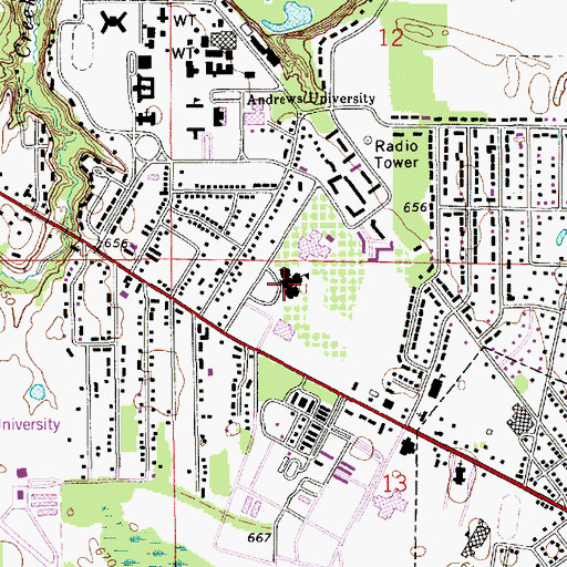 Topographic Map of Ruth Murdoch School, MI