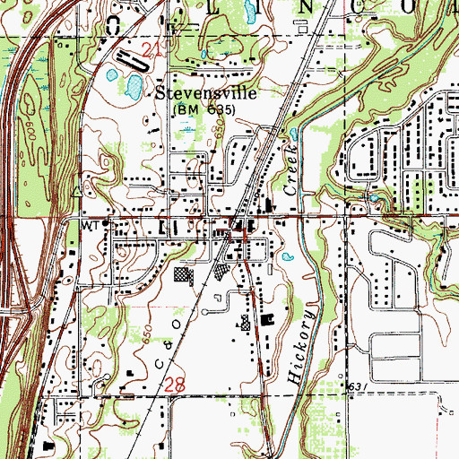 Topographic Map of Stevensville Station, MI