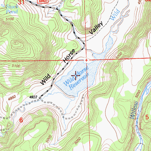 Topographic Map of Wild Horse Reservoir, CA