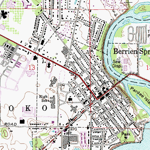 Topographic Map of Lions Park, MI