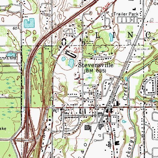 Topographic Map of Stevensville United Methodist Church, MI