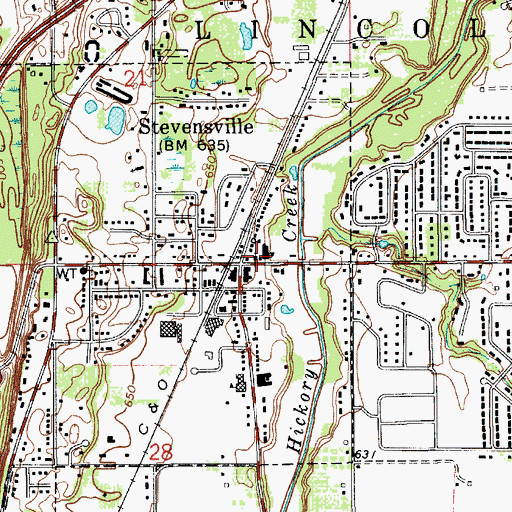 Topographic Map of Saint Paul's Lutheran Church, MI