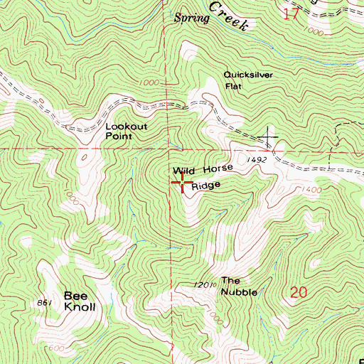 Topographic Map of Wild Horse Ridge, CA