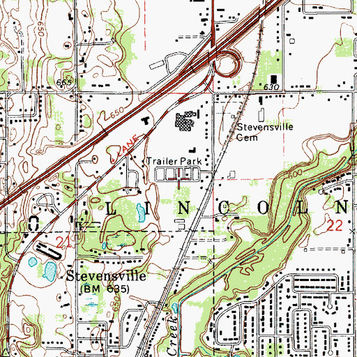 Topographic Map of Mobile Village Trailer Park, MI