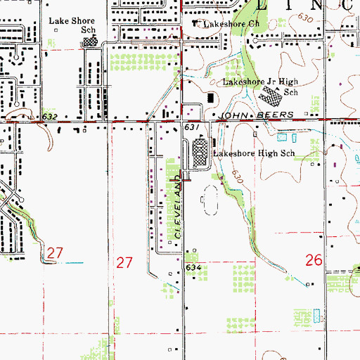 Topographic Map of Stevensville Post Office, MI