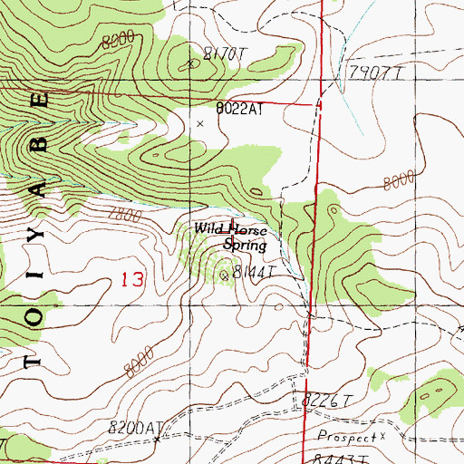 Topographic Map of Wild Horse Spring, CA