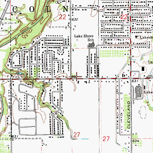 Topographic Map of Lincoln Township Hall, MI