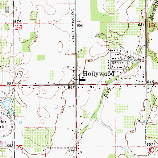 Topographic Map of Hollywood Elementary School, MI