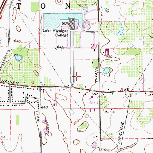 Topographic Map of Siena Heights University at Lake Michigan College, MI