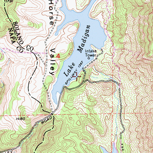 Topographic Map of Wild Horse Valley, CA