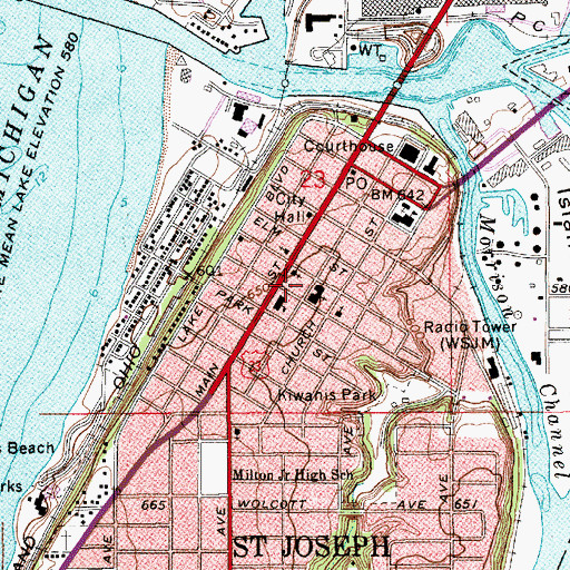Topographic Map of Trinity Lutheran Church, MI