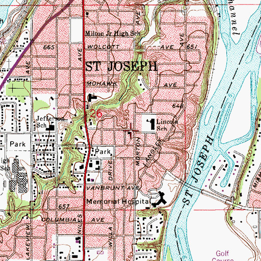Topographic Map of Saint Paul's Episcopal Church, MI