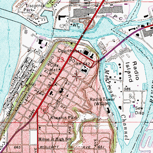 Topographic Map of First Baptist Church, MI