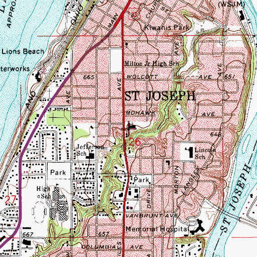 Topographic Map of First Congregational United Church, MI