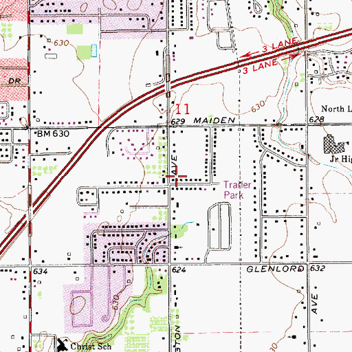 Topographic Map of First Landmark Missionary Baptist Church, MI