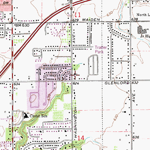 Topographic Map of Washington Avenue Church of God, MI