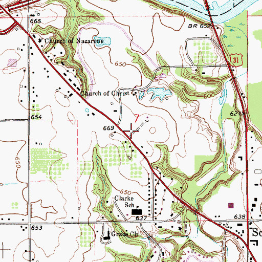 Topographic Map of Road to Life Church, MI