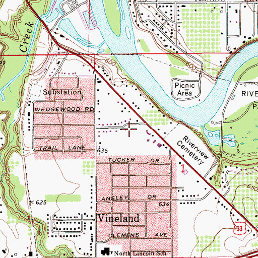 Topographic Map of Oakridge Baptist Church, MI